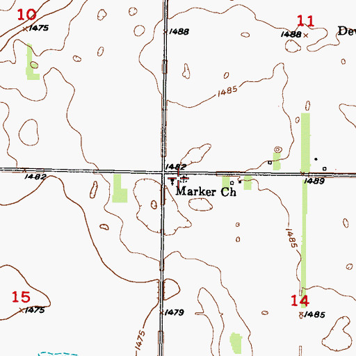 Topographic Map of Marker Lutheran Cemetery, ND