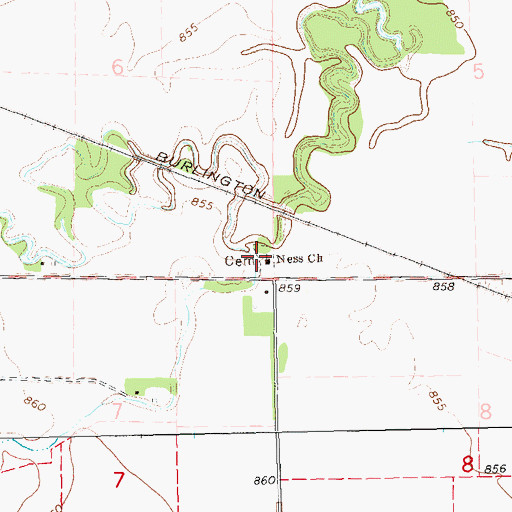Topographic Map of Ness Lutheran Church Cemetery, ND