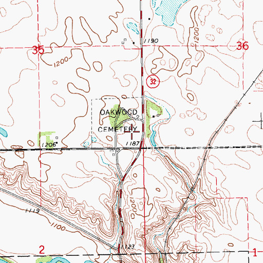 Topographic Map of Saint Aloysius Catholic Cemetery, ND