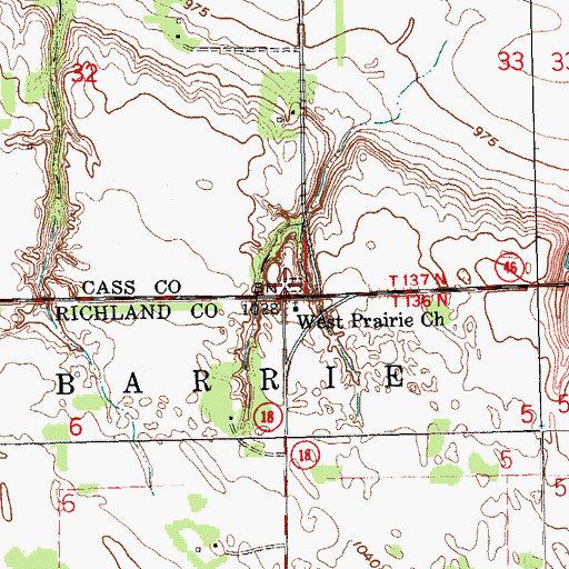 Topographic Map of West Prairie Lutheran Cemetery, ND