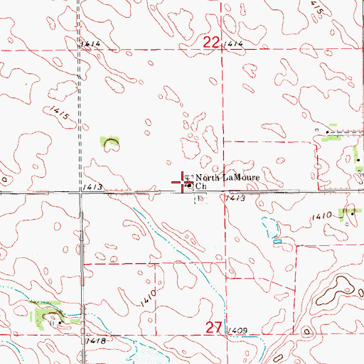 Topographic Map of North Lamoure Cemetery, ND
