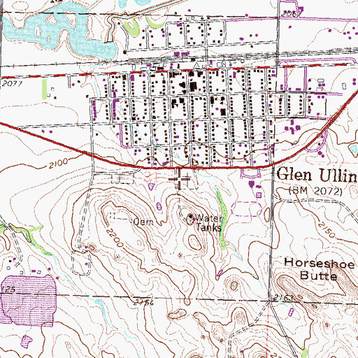 Topographic Map of Glen Ullin Cemetery, ND