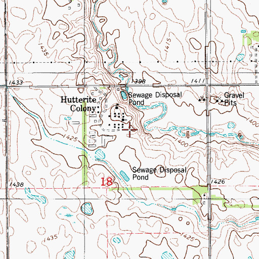 Topographic Map of Fairview Colony Cemetery, ND