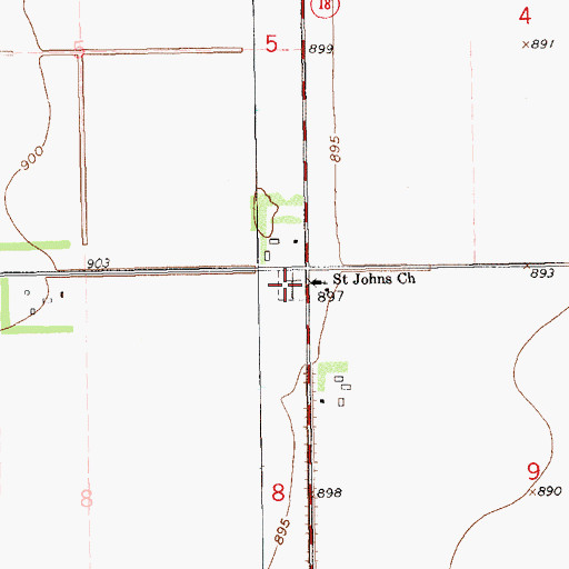 Topographic Map of Saint Johns Lutheran Cemetery, ND