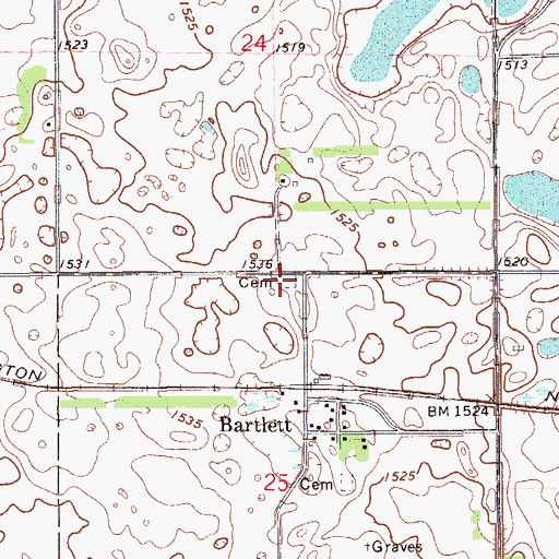 Topographic Map of Bartlett Protestant Cemetery, ND