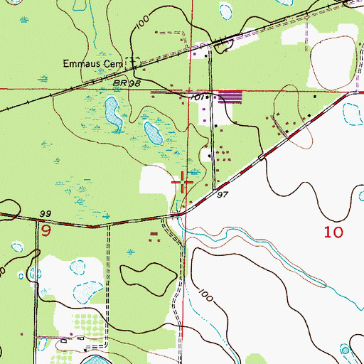 Topographic Map of Bayou Branch, FL