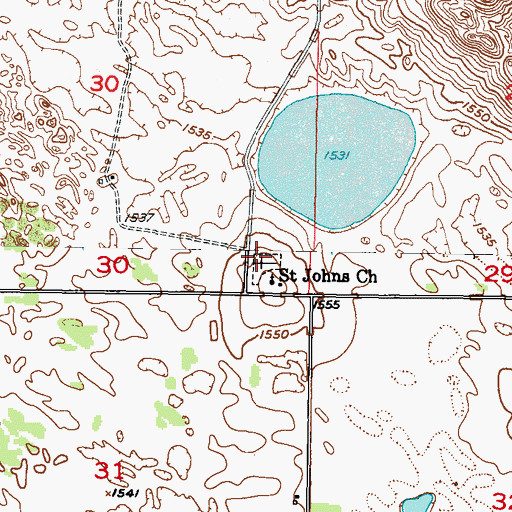 Topographic Map of Saint John of Blumenfeld South Cemetery, ND