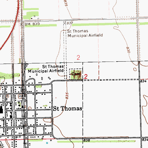 Topographic Map of Saint Thomas Cemetery, ND