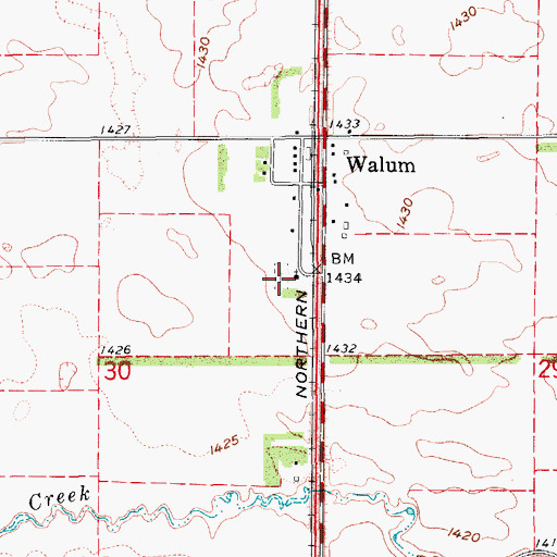 Topographic Map of Saint Olafs Lutheran Cemetery, ND