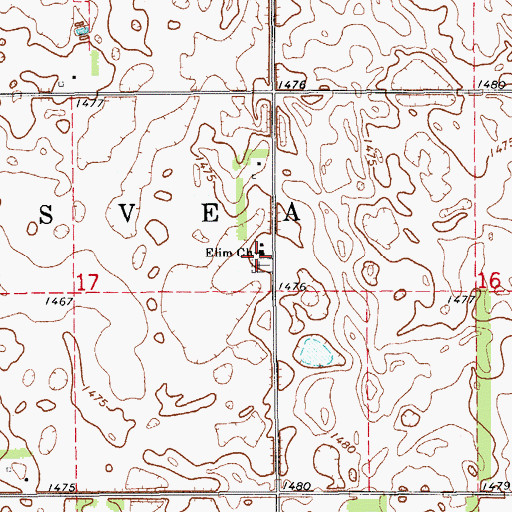 Topographic Map of Elim Cemetery, ND