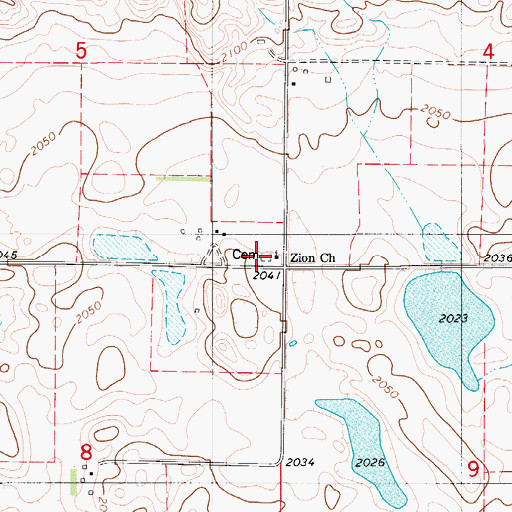 Topographic Map of Zion II Lutheran (Biederstedt) Cemetery, ND