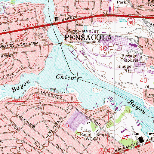 Topographic Map of Bayou Chico, FL