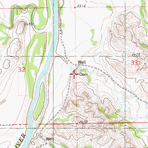 Topographic Map of Harmon - Tetly Cemetery, ND