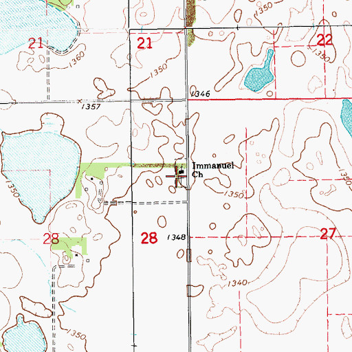 Topographic Map of Immanuel Lutheran Cemetery, ND