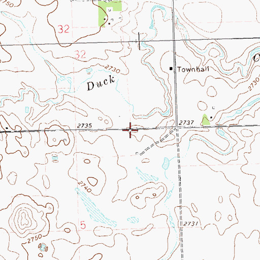 Topographic Map of Highland Prairie Cemetery, ND
