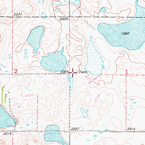 Topographic Map of Spring Valley Cemetery, ND