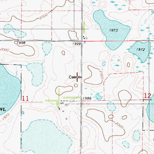 Topographic Map of Unnamed Pioneer Cemetery, ND
