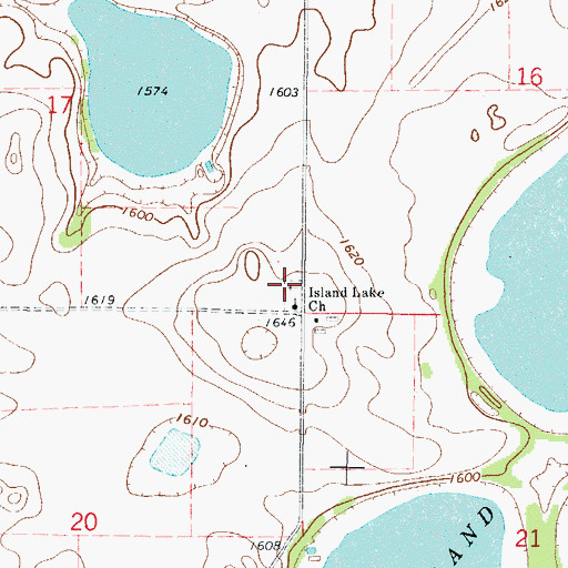 Topographic Map of Island Lake Cemetery, ND