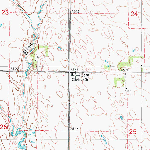 Topographic Map of Christ Lutheran Cemetery, ND