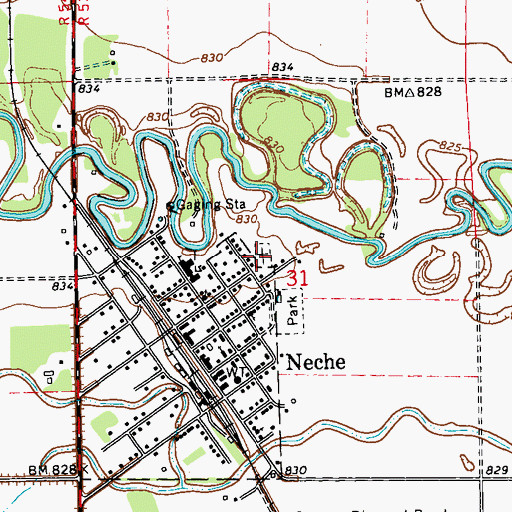 Topographic Map of Neche City Cemetery, ND