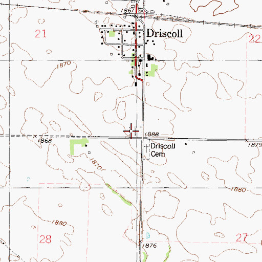 Topographic Map of Grace Lutheran Cemetery, ND