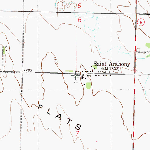 Topographic Map of Saint Anthony Catholic Cemetery, ND