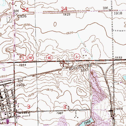 Topographic Map of Assembly of God Cemetery, ND