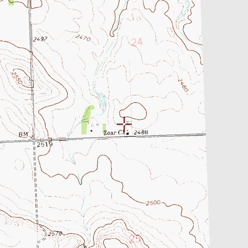 Topographic Map of Zoar Methodist Cemetery, ND