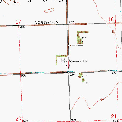 Topographic Map of Canaan Moravian Church Cemetery, ND
