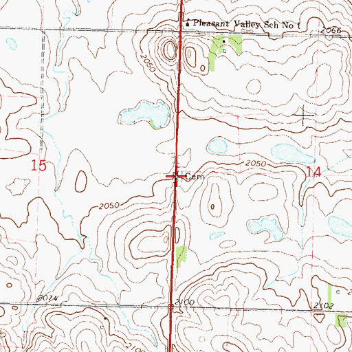 Topographic Map of Pleasant Valley Methodist Cemetery, ND