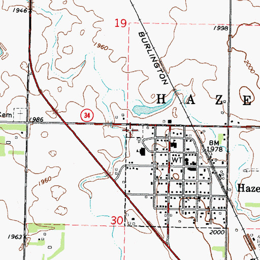 Topographic Map of Hazelton Cemetery, ND