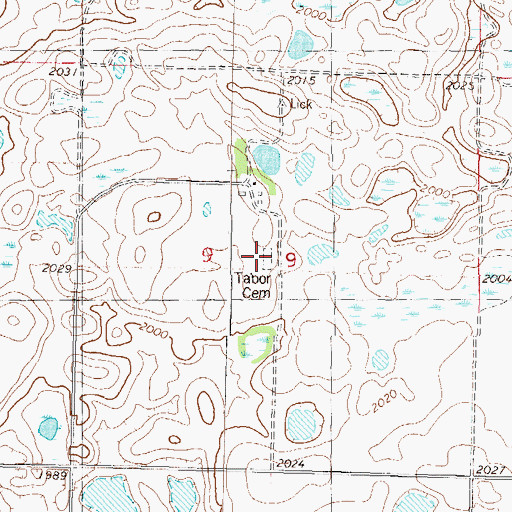 Topographic Map of Tabor Cemetery, ND