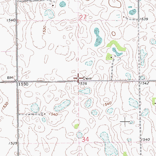 Topographic Map of Pecka Cemetery, ND