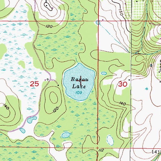 Topographic Map of Bayou Lake, FL