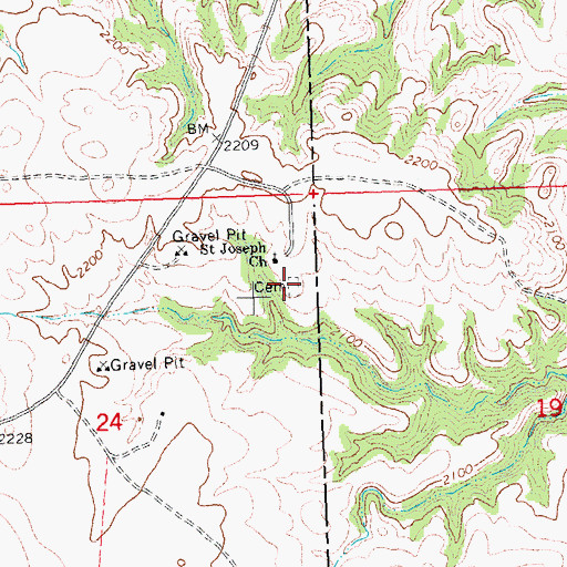 Topographic Map of Saint Joseph's Catholic Church Cemetery, ND