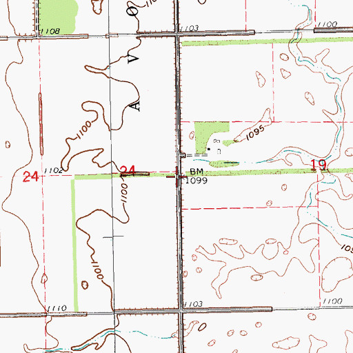Topographic Map of Gran Church Cemetery, ND