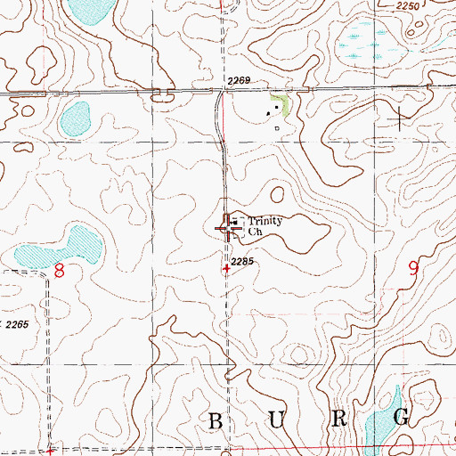Topographic Map of Trinity Lutheran Cemetery, ND