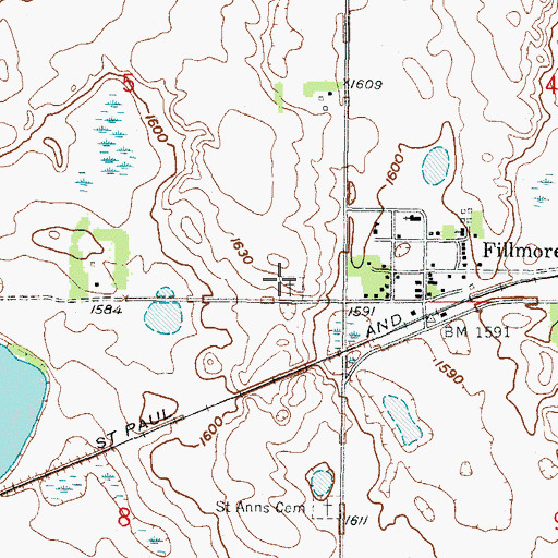 Topographic Map of Fillmore Lutheran Cemetery, ND