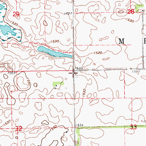 Topographic Map of Melvin Cemetery, ND