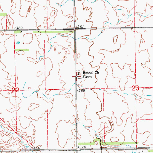 Topographic Map of Bethel Lutheran Cemetery, ND