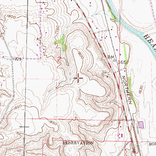 Topographic Map of Greenwood Cemetery, ND
