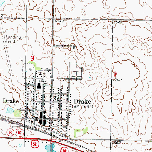 Topographic Map of Trinity Lutheran Cemetery, ND