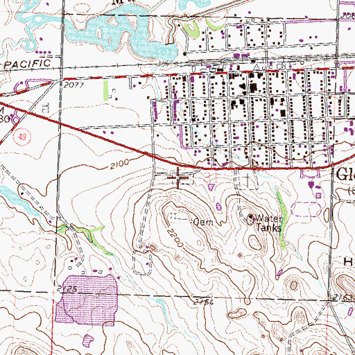 Topographic Map of Sacred Heart Cemetery, ND