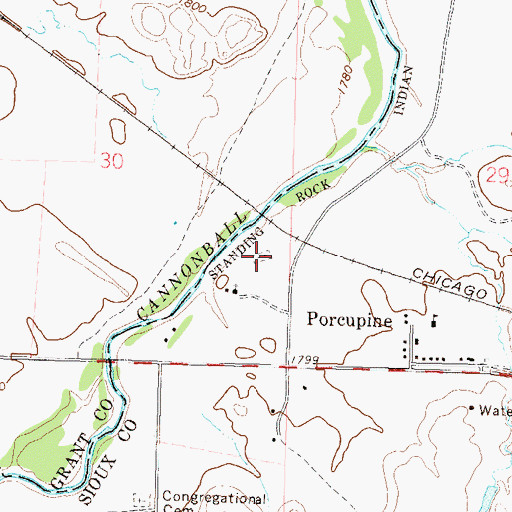 Topographic Map of Saint James Catholic Church Cemetery, ND