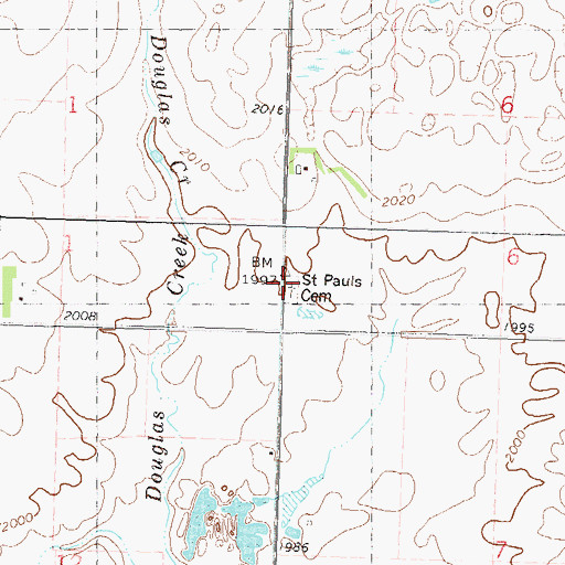 Topographic Map of Saint Pauls Lutheran Cemetery, ND