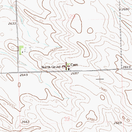 Topographic Map of North Grand Cemetery, ND
