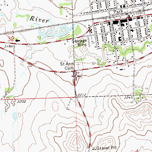Topographic Map of First Baptist Cemetery, ND