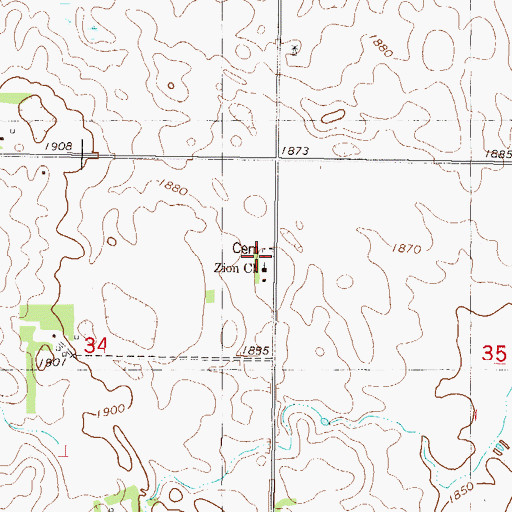 Topographic Map of Mennonite Zion Cemetery, ND