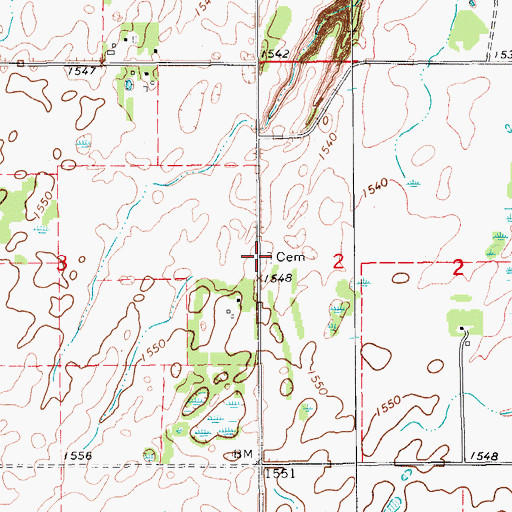 Topographic Map of East Elkwood Cemetery, ND
