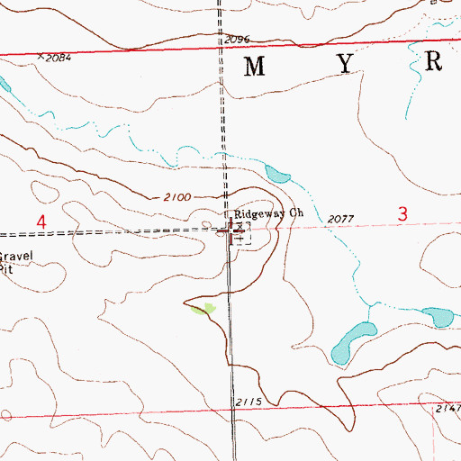 Topographic Map of Ridgeway Lutheran Cemetery, ND